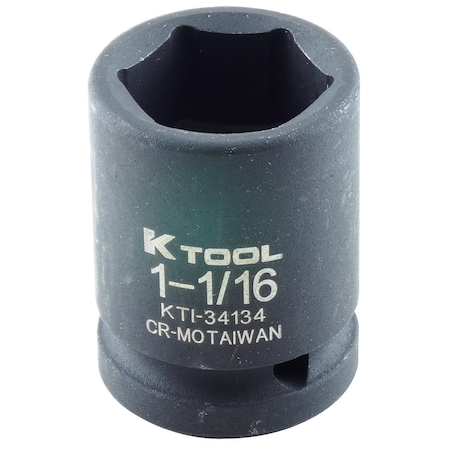 K-Tool International 3/4" Drive, 1-1/16" Size, SAE Socket, 6 Points, Stndrd 6Pt, 3/4"Dr, 1-1/16 KTI-34134